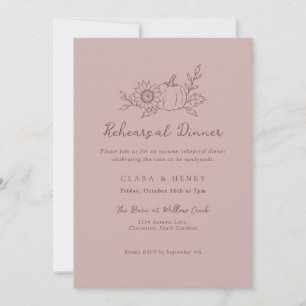Invitation Dîner de répétition Dusty Rose Citrouille Soleil