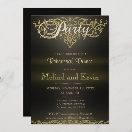 Invitation Dîner de répétition | Élégance moderne (Devant / Derrière)