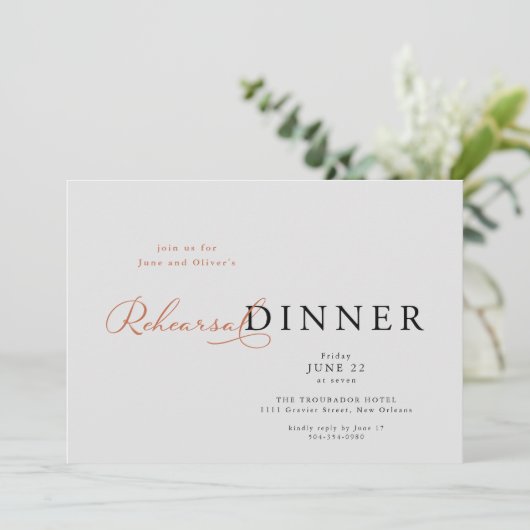 Invitation Dîner de répétition élégant (Debout devant)
