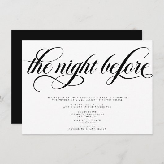 Invitation Dîner de répétition élégant (Devant / Derrière)