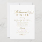 Invitation Dîner de répétition élégant à l'encre dorée antiqu (Devant)