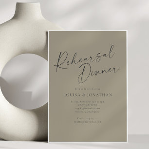 Invitation Dîner de répétition élégant à l'encre olive poussi