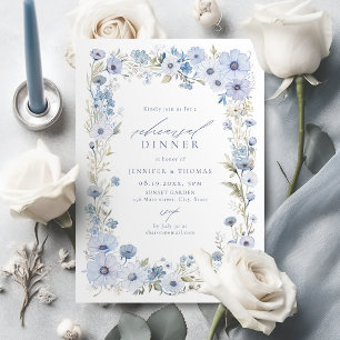 Invitation Dîner de répétition élégant aux fleurs sauvages bl