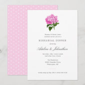 Invitation Dîner de répétition élégant avec Hydrangea rose (Devant / Derrière)