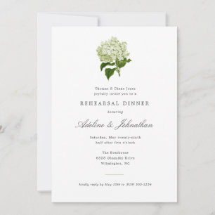 Invitation Dîner de répétition élégant avec Hydrangea verte e