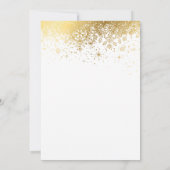 Invitation Dîner de répétition élégant blanc et or sur flocon (Dos)