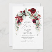 Invitation Dîner de répétition élégant de la florale rouge de (Devant)