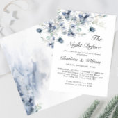 Invitation Dîner de répétition Elégant Dusty Blue Winter Foli