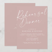 Invitation Dîner de répétition Elégant Dusty Pink Calligraphy (Devant / Derrière)