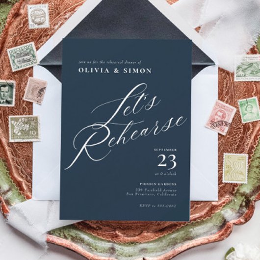 Invitation Dîner de répétition élégant et chic