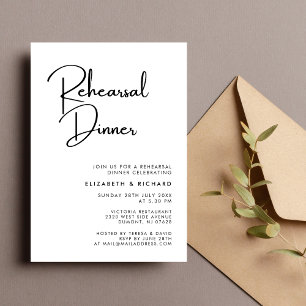 Invitation Dîner de répétition élégant et moderne noir et bla
