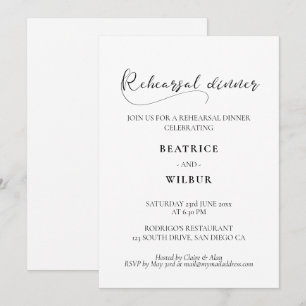 Invitation Dîner de répétition élégant et romantique avec cal