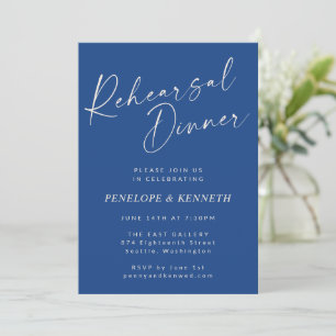 Invitation Dîner de répétition Élégant et vibrant en bleu