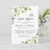 Invitation Dîner de répétition élégant eucalyptus roses blanc (Debout devant)