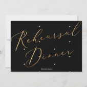 Invitation Dîner De Répétition Élégant, Faux Gold Luxe Script (Dos)
