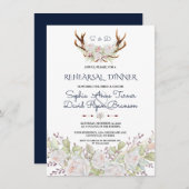 Invitation Dîner de répétition Elégant Fleurs Blanches (Devant / Derrière)