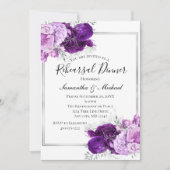 Invitation Dîner de répétition élégant floral d'argent violet (Devant)