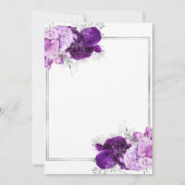Invitation Dîner de répétition élégant floral d'argent violet (Dos)