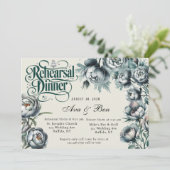 Invitation Dîner de répétition Elegant Green and Grey Bouquet (Debout devant)