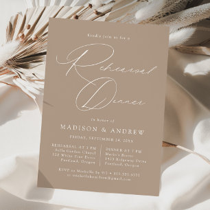 Invitation Dîner de répétition élégant moderne script taupe