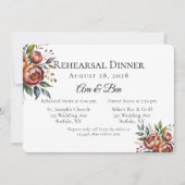 Invitation Dîner de répétition Elégant Orange Watercolor Peon (Devant)