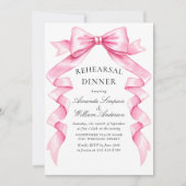 Invitation Dîner de répétition élégant Pink Bow (Devant)