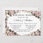 Invitation Dîner de répétition élégant Rococo Peonies (Devant)