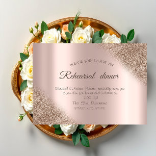 Invitation Dîner de répétition élégant Rose Gold Glitter Ombr
