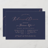 Invitation Dîner de répétition élégant, Rose Gold Luxe Script (Devant / Derrière)