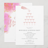 Invitation Dîner de répétition élégant Rose Rose Champagne To (Devant / Derrière)