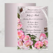 Invitation Dîner De Répétition Élégant Roses Et Perles Roses (Devant / Derrière)