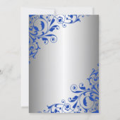 Invitation Dîner de répétition élégant Royal Blue Silver Swir (Dos)