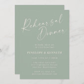 Invitation Dîner de répétition élégant Sage Green Script (Devant / Derrière)