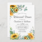 Invitation Dîner de répétition Élégant tournesol Eucalyptus (Devant / Derrière)