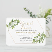 Invitation Dîner de répétition élégant verdure et or (Debout devant)