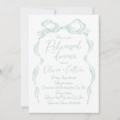 Invitation Dîner de répétition élégant vert main dessinée Bow (Devant)