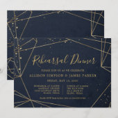 Invitation Dîner de répétition élégante géométrique marine et (Devant / Derrière)