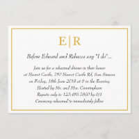 Dîner de répétition élégante pour monogramme d'or