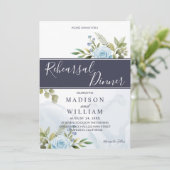 Invitation Dîner de répétition Élégante répétition Rose bleue (Debout devant)