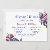 Invitation Dîner de répétition élégante violet et magenta Peo (Devant)