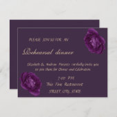 Invitation Dîner de répétition élégante violet Rose Mariage (Devant / Derrière)