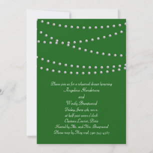 Invitation Dîner de répétition Emerald Green Pearls