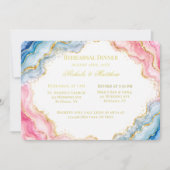 Invitation Dîner de répétition en agate rose bleu or (Devant)