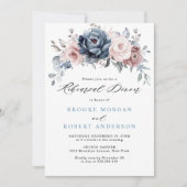 Invitation Dîner de répétition en ardoise rose Rose bleu bleu (Devant)