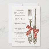 Invitation Dîner de répétition en argenterie et À damiers rou (Devant)