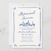 Invitation Dîner de répétition en bleu de la marine tiré à la (Devant)