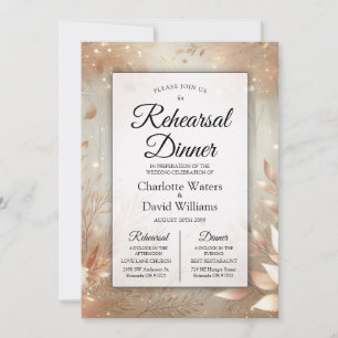 Invitation Dîner de répétition en bois de rose doré