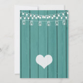 Invitation Dîner de répétition en bois rustique bleu Turquois (Dos)