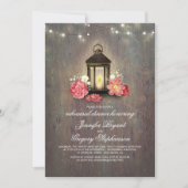 Invitation Dîner de répétition en bois rustique et en lantern (Devant)