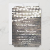 Invitation Dîner de répétition en bois rustique et lampes à c (Dos)